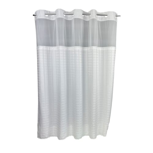 Hang2IT Dynasty Shower Curtain, 100% Polyester, Hook-Free, Window, Snap-In Liner, 72x74, White